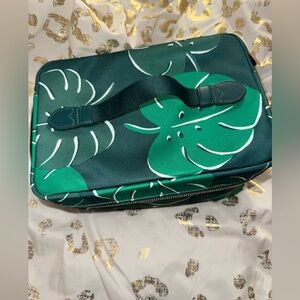 Kate Spade Teal Leaf Pattern Travel Case/ Makeup Case